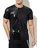 Casey Kevin Mens Metallic T-Shirts 70s Disco Outfits for Mens Holographic Short Sleeve Shiny Tops,Black-XL #2