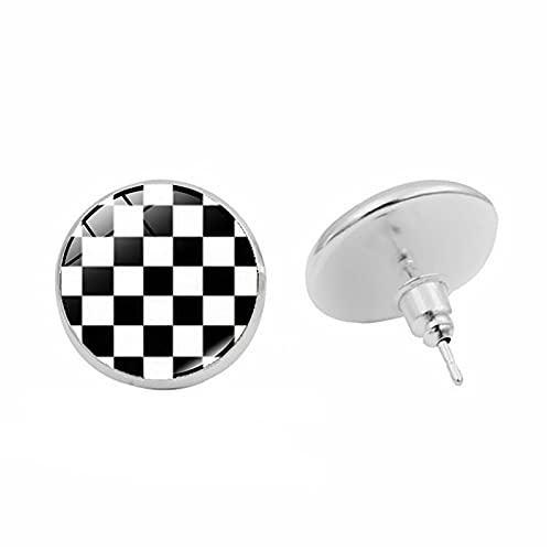 ROSTIVO Black White Checkered Stud Earrings for Women Cute Plaid Earrings2
