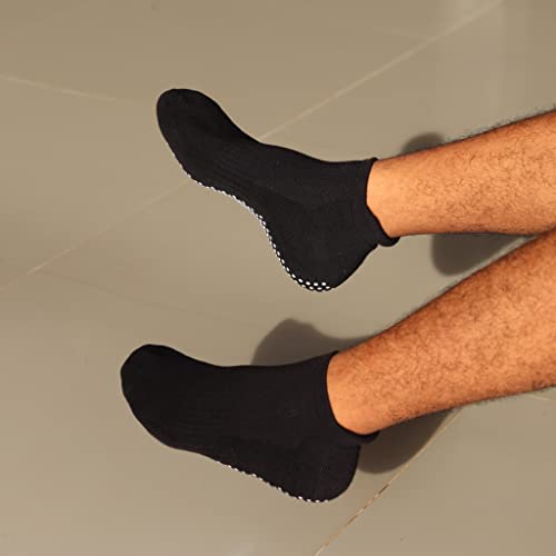 Rative Anti Slip Non Skid Barre Yoga Pilates Hospital Socks With Grips For Adults Men Women (Large, 1-Pair/Black) #TOP3