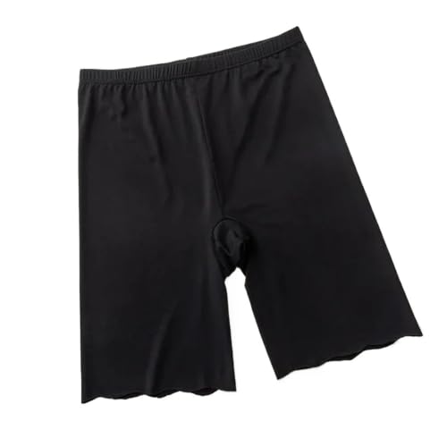 IOEUIWP Pantalones Cortos de Seguridad Seda Hielo sin Costuras for Mujer, Calzoncillos Tipo bóxer Finos Cintura Alta Talla Grande, Bragas antirozaduras hasta el Muslo(Black Safety Shorts,L (40-50kg))