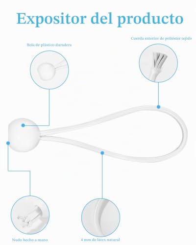 Miniatura 3 de 50 Piezas Tensores Elasticos Con Bola, 15 Cm, Tensor De Goma, Tensores Elasticos Para Lona De Piscina, Tiendas De Campaña, Cortinas De Jardín