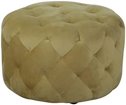Tabouret bas rond repose-pieds en velours chic avec base acier
