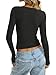 EasyGala Womens Deep V Neck Long Sleeve Shirts Sexy Slim Fit Tops Basic Tees Spring Outfits Fashion Clothes 2026 Black X-Large