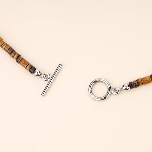 COAI OT Clasp Men's Beaded Necklace, Lapis Lazuli/Turquoise/Tiger Eye Crystal Necklace for Men - Image 6
