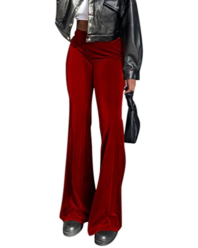 Onsoyours Schlaghose Damen Samt High Waist Stretch Skinny Hosen Y2K Frauen...