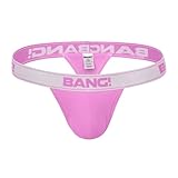 Bang Men's Underwear -Cotton Thong - Premium Skin Soft Texture Athletic Sport Support Fashion Prints (PINKFLUENCER - L)