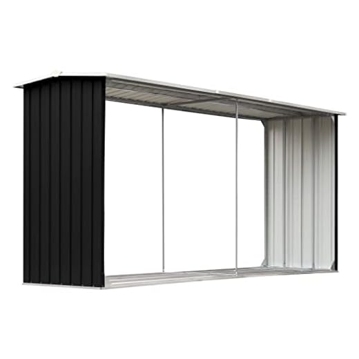 vidaXL Abri de Stockage à Bois Abri de Chauffage de Bois Abri de Jardin Rangement Extérieur Durable Acier Galvanisé 330x92x153 cm Anthracite