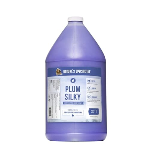 Image of Nature's Specialties Plum Silky Dog Conditioner Concentrate for Pets, Natural Choice for Professional Groomers, Keratin and Silk Proteins, Made in USA, 1 gal