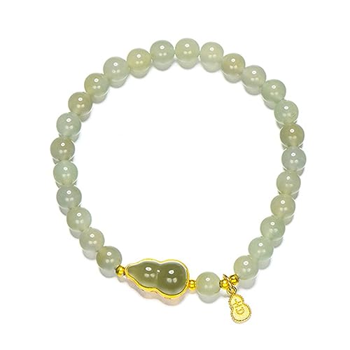 Bracelet en jade de Hetian véritable et gourde Fulu artisanale style rétro