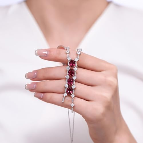 Pendentif en pierre précieuse rubis créé et argent 925 anti-ternissement pour femme