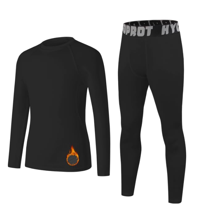HYCOPROT Ropa Interior Térmica para Niños Deportes Conjunto Térmicos Ropa Interior Camiseta de Compresión de Esquí para Niñas Funcional Transpirable Ropa Interior para Invierno Deportiva Cálida