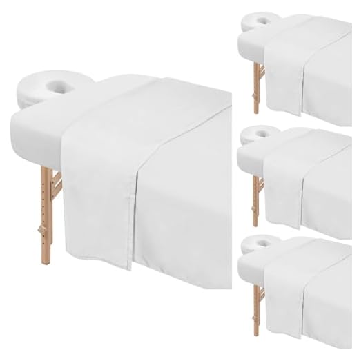 4 Sets Premium Microfiber Massage Table Sheets Set 3 Piece Set Includes Massage Table Cover Fitted Sheet and Fitted Face Rest Cover, White
