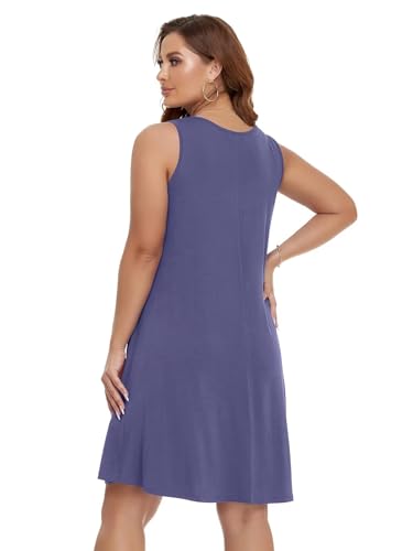 Image of BELAROI Women Casual Summer Beach Dresses Plus Size Sundress V Neck Pockets Swing Tank Dress Cover Ups
