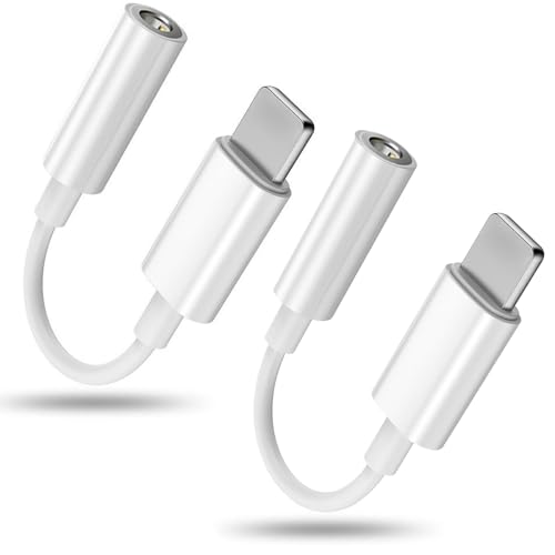 Vinmooog Adaptador de Auriculares para iPhone【Certificado MFi】 Adaptador para iPhone Cable de Audio Auxiliar con Compatible con iPhone 14 Pro/14/13/12/SE/11/X/XS/8/7（2 Pack）