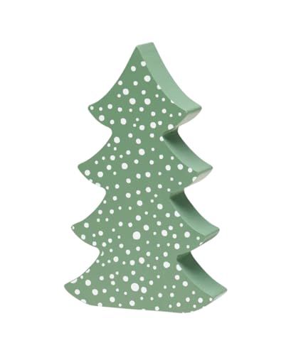 Collins Painting Green Polka Dot Wood Tree Cutout Wooden Tabletop Christmas Decor Whimsical Wood Green Christmas Tree Shelf Sitter for Holiday Decor