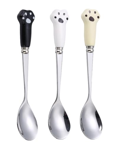 UYRVAPE 3pcs Cucchiaini Gatto Caffe, Cucchiaino da caffè in Acciaio artigli di gatto Inossidabile, Cucchiaini da caffè Particolari, Cucchiaio da Dolci Gelato per Mescolare tè Zucchero