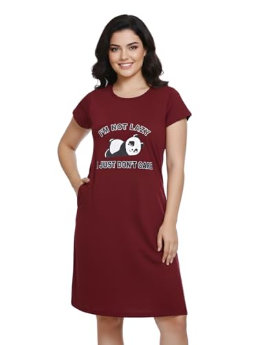 Image of White Moon Cotton Printed Nighty for Women's | Night Gown | Printed Nighty for Girls | Nightdress | Nighty for Women | Sleepwear | Ladies Nighty | Nighties | Premium Soft Cotton Nighty Women