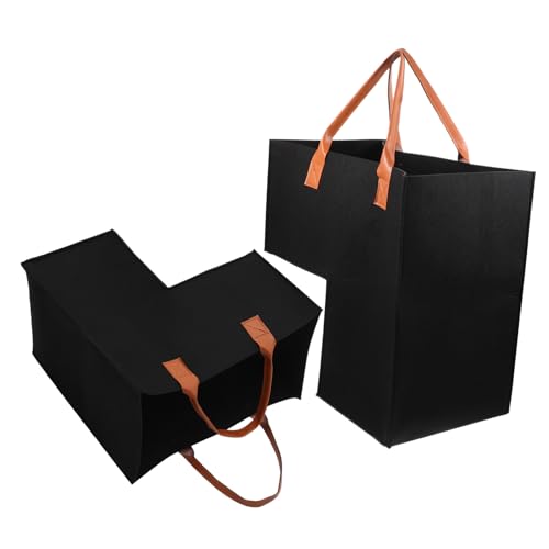 INOOMP 2 piezas Cesta de Almacenamiento Forma de Escalera Asas Cesta Grande de Fieltro para Ropa Sucia y Juguetes Organizador Versátil para Hogar y Oficina Color Negro