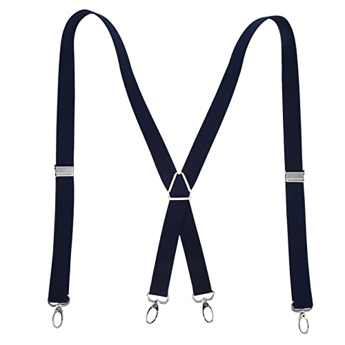 HERCHR Mens Suspenders with Clips, Mens Suspenders for Jeans Mens Suspenders with Hooks Mens Work Suspenders(Blue)