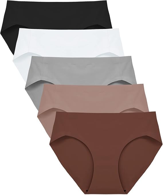 louryn koulyn No Show Underwear for Women Seamless High Cut Briefs Mid-Waist Soft No Panty Pack of 5-picture-37