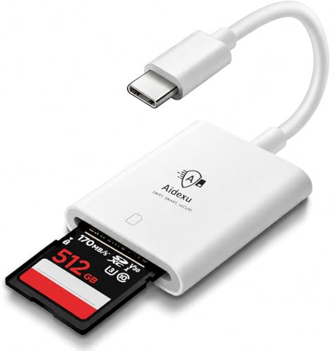 Aidexu USB-C SD Memory Card Reader Type C Adapter For iPhone 17/16/15 Pro/Max/Plus MacBook Pro Air 2025-2016 M2 M3 Mac/iPad Pro Air/Surface for Samsung S25/S24/S23/Ultra/Plus for Google Pixel