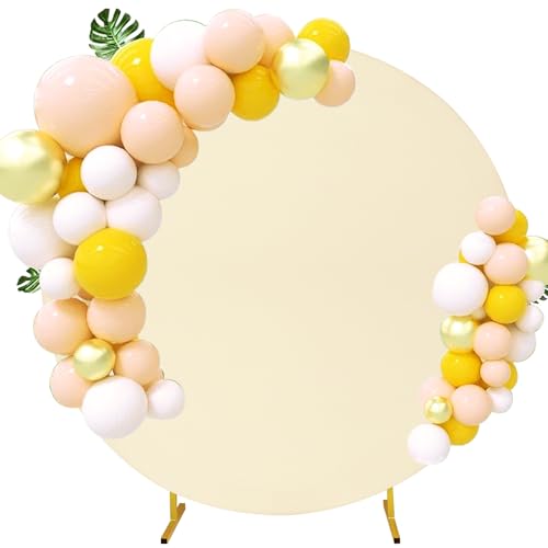 6.6FT Round Wedding Arch Cover for 6.6FT Circle Arch Stand, Thick Polyester Fabric Adjustable Circle Arch Backdrop Cover for Wedding Birthday Party Baby Shower Photography Decoration?Beige?