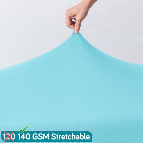 Image of HOKIPO 'SereneSolids' 140 GSM Polyester Blend Stretchable Dining Bench Slipcover, Sky Blue (AR-6245-SBL)