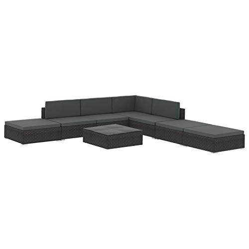 Yolola Juego de Muebles de jardín de ratán de 8 Piezas,Juego de Muebles de jardín de ratán,terraza,salón Exterior,Muebles de jardín,Muebles de balcón,Color Negro