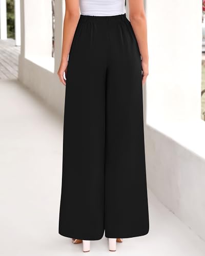 BTFBM Women's Elegant Flowy Dress Pants Front Pleated High Waisted Casual Wide Leg Loose Palazzo Trousers with Pockets3