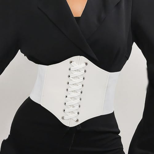 LIMHOO Leather Corset Belt for Women Elastic Costume Waist Belt Lace-up Tied Waspie Corset Belt3
