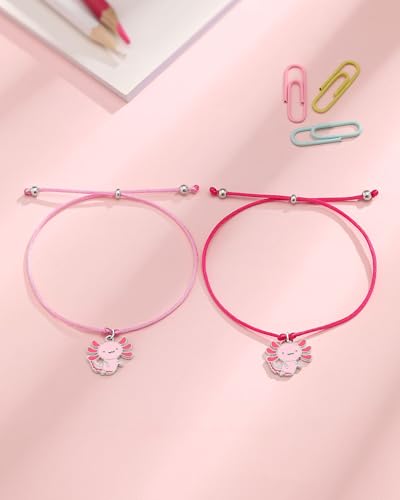First Day of Preschool/Kindergarten Gifts for Girls Kids, Cute Axolotl Bracelet Set for 2 Back to School Gifts for Mom and Daughter3