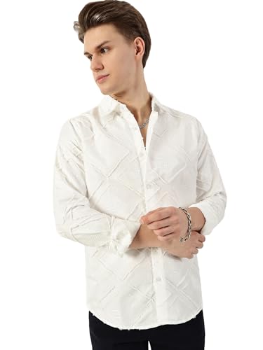 Image of Thomas Scott Men's | Self Design | Full Sleeve | Slim Fit | Polyester | Spread Collar | Casual Shirt