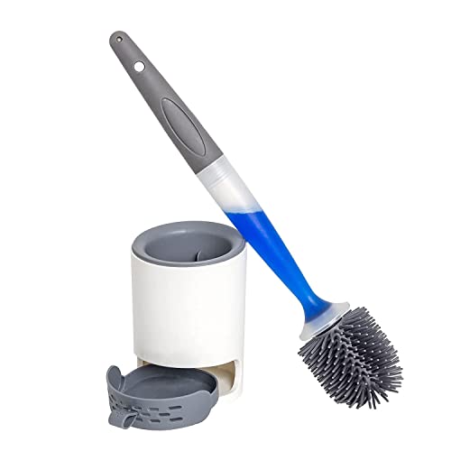 Cepillo de Inodoro, dispensador de Gel de Limpieza de Inodoro rellenable, Cepillo de Limpieza de Inodoro sin ángulos Muertos, Soporte de ventilación para el Almacenamiento de Productos Sanitarios