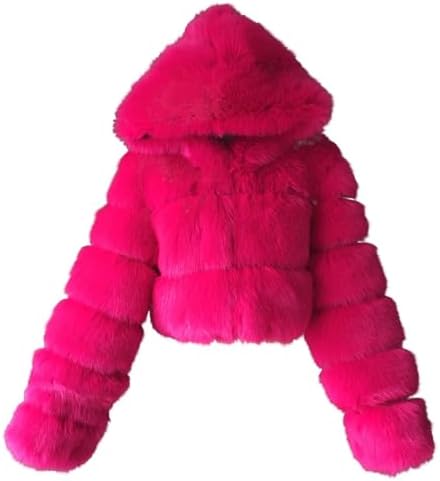 WZMYDBD Felljacke Damen Kurze Mode Pelzmantel Dicke Kunstfell Mantel mit Kapuze Winter Warm Pelzjacke Outdoor Thermal Parka Winterjacke Kunstpelz Plüschjacke Faux Pelz Wintermantel