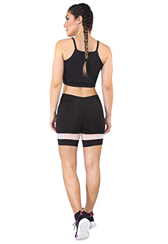 Conjunto Feminino Fitness Cropped Alcinha Preto + Shorts Preto Com Elastico
