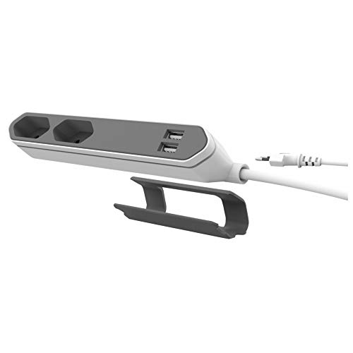 allocacoc PowerBar DuoUSB, Reiseadapter mit 2 USB Steckdosen (2,1A) 2x Verteiler und Steckdosenleiste, 220V - 250V