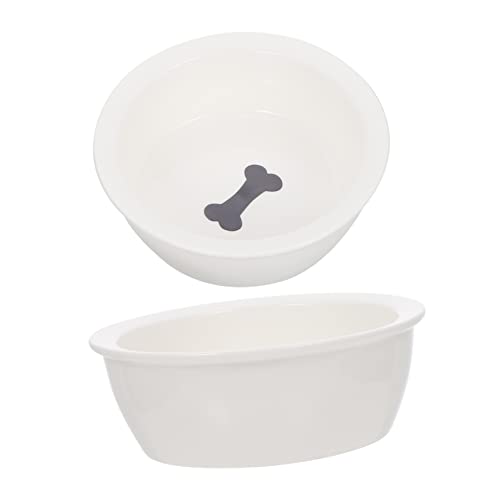 SUPVOX Doggy Bowls Set 2 Pack Puppy Food Bowl Ceramic Cat Feeder Pet Supply Easy- Cat and