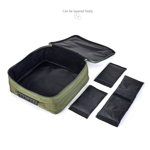 Conskyee Fishing Reel Case, Portable Fishing Gear Accessories Tackle Storage Bag for Spinning Baitcasting Fly Reels, Oxford Cloth Square Cover (Army Green) - Thumbnail 5