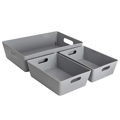 Set de 3 cajas organizadoras: 1 x 2 L y 2 x 770 ml, gris