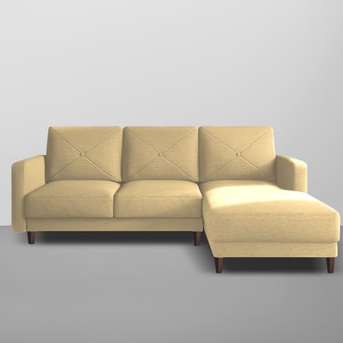 Image of Baloney RHS 4 Seater L Shape Sofa Set for Living Room (Cream Fabric) Premium Fabric Sofa