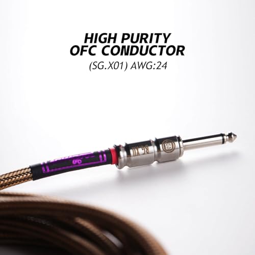 Samgool 15ft Guitar Cable, 1/4 Inch Straight/Straight Instrument Cable, Electric Guitar Cord Guitar Amp Cord for Bass Guitar Amp and Instruments (XII Champagne & Black Braided)