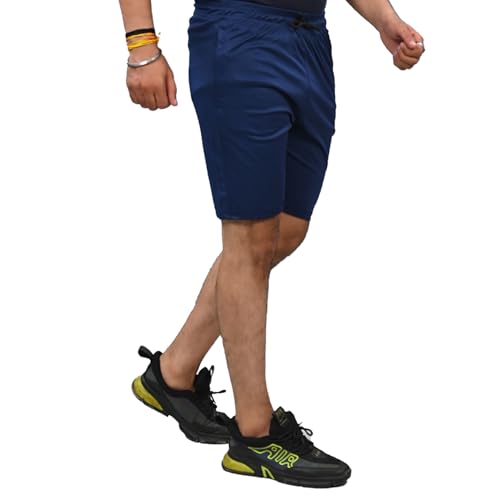 Image of A.A.Fashion Men's Navy Blue Sports Shorts Quick Dry Gym Workout Running Activewear with Elastic Waist