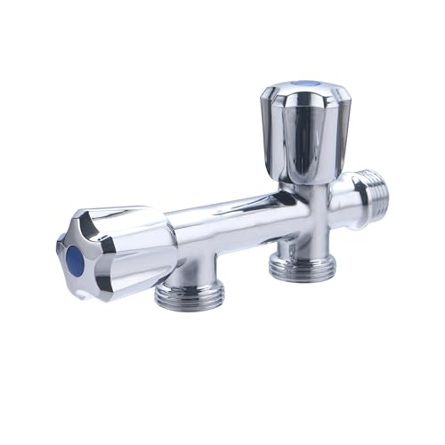 Robinet double sortie Mâle 20x27 (3/4) en ligne arrivée Mâle 15x21 (1/2) pour machine à laver NOYON & THIEBAULT