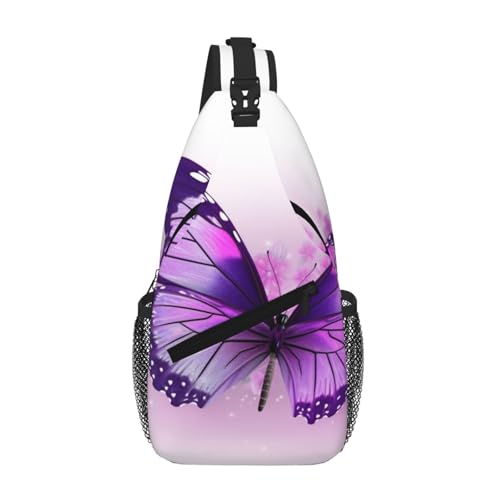 Purple Butterfly Printed Cross Chest Bag Diagonally Chest Messenger Bag
