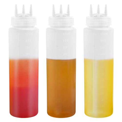 Botellas de plástico para condimentos que evitan atascos gracias a sus 3 orificios 4