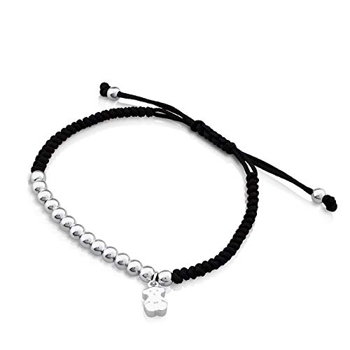 TOUS Sterling Silver and Black Lace Bracelet for Women. Length: 17cm. Hiper Micro Collection2