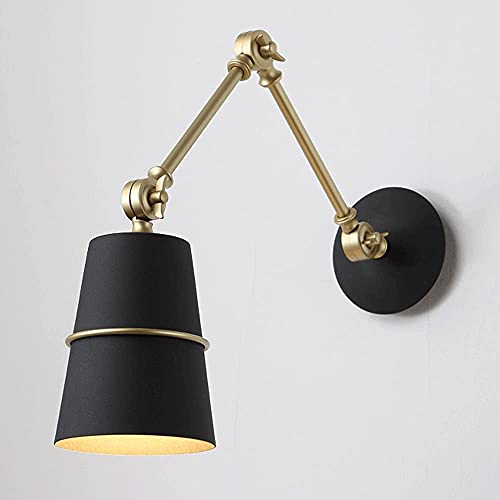Lámpara de pared multifuente WQHPLMD y brazos móviles de metal negro elegante