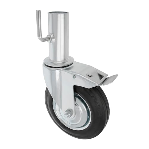 Amig - Ruota da Andamio Maschio con Freno - Ø200 mm - Nucleo Metallico e Banda in Gomma - Cuscinetti a Rulli - Supporta 200 kg - Ideale per Andamio e Pavimenti Interni/Esterni - Ruote Girevoli