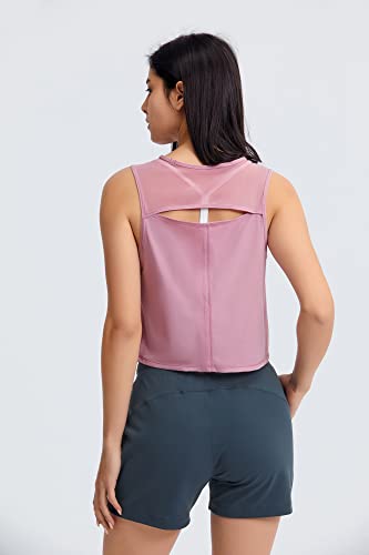 altiland High Neck Workout Crop Tops for Women, Open Back Athletic Gym Running Exercise Shirts3
