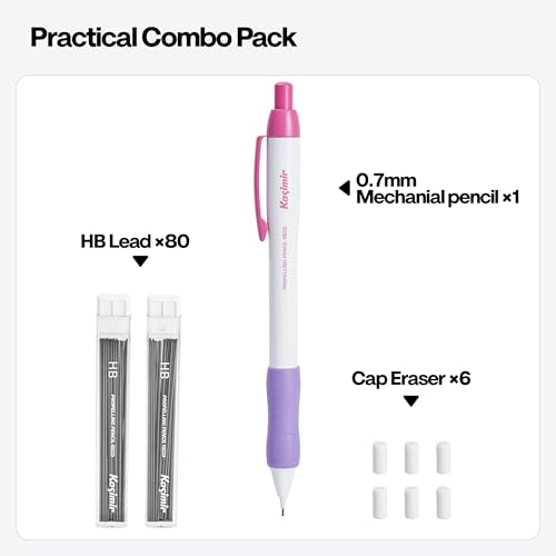 Kasimir Auto-Lead Mechanical Pencil - One-Click Continuous Refill Advance, Break-Resistant Metal Barrel for Writing Drawing Painting Sketching, 0.7mm with Erasers and Leads - Green&Blue by Kasimir - Image 3